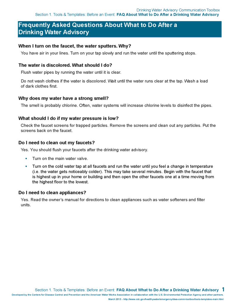 What to do after a boil water advisory